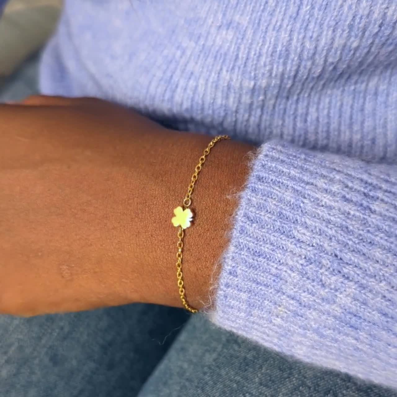 Vierblättriges Kleeblatt Armband - 18K Goldplattiert Glücksbringer
