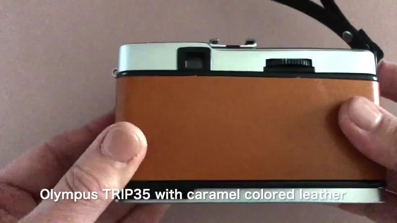 Olympus Trip 35 Vintage 35mm Film Camera | Glossy Caramel Brown leather | Refurbished & Tested | Kodak Film Included video poster
