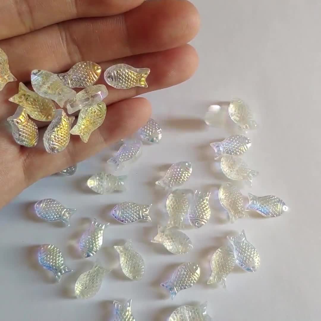 20 Stück Kristall Fisch Perlen 15x8mm, Glas Fisch Charm Anhänger