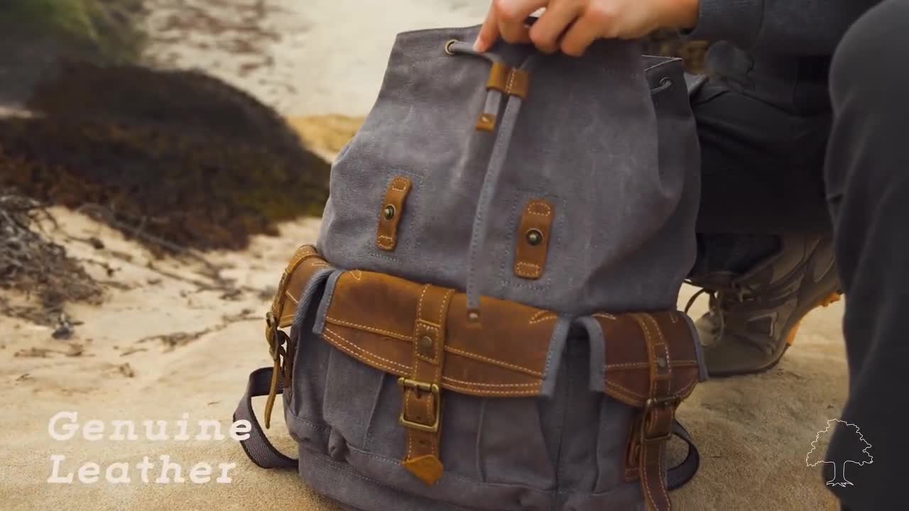 Discovery Travel Backpack Canvas Leather Backpack Vintage Backpack Hiking Backpack Travel Backpack Military Backpack TSD Brand