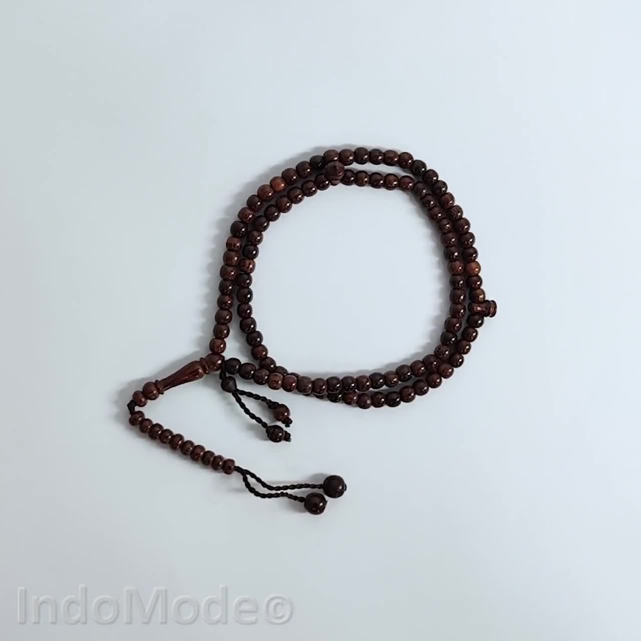 Handmade Natural Tamarind Wood Muslim Rosary 8mm Tasbeeh Prayer Beads - 99  round beads with Copper on tassels Sibha : : Home