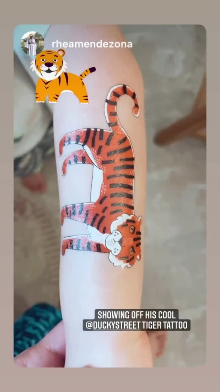 Transferencias de tatuajes temporales de tigre. Jungle Baby Shower