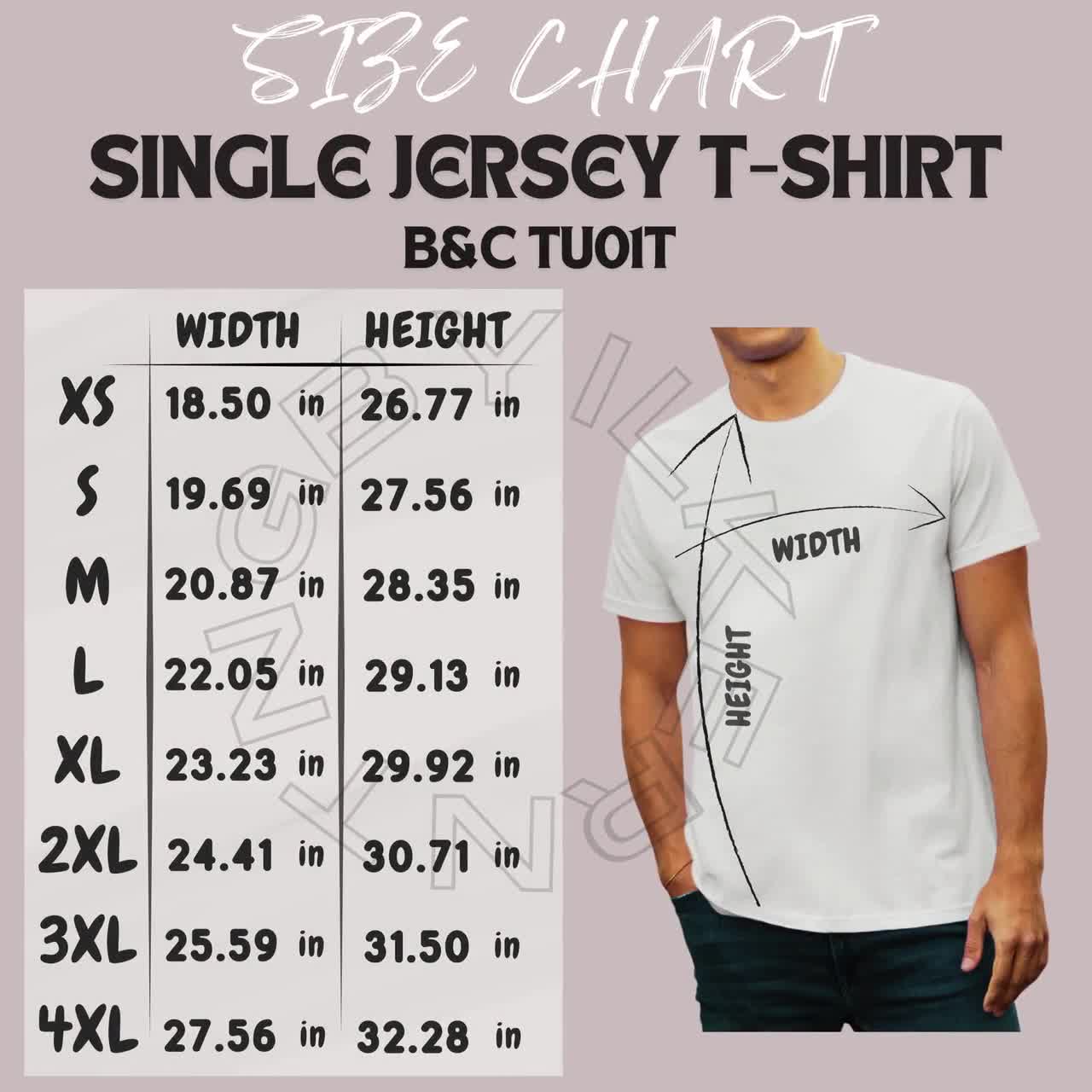 Single Jersey T-shirt Size Chart | Size Chart for Single Jersey T