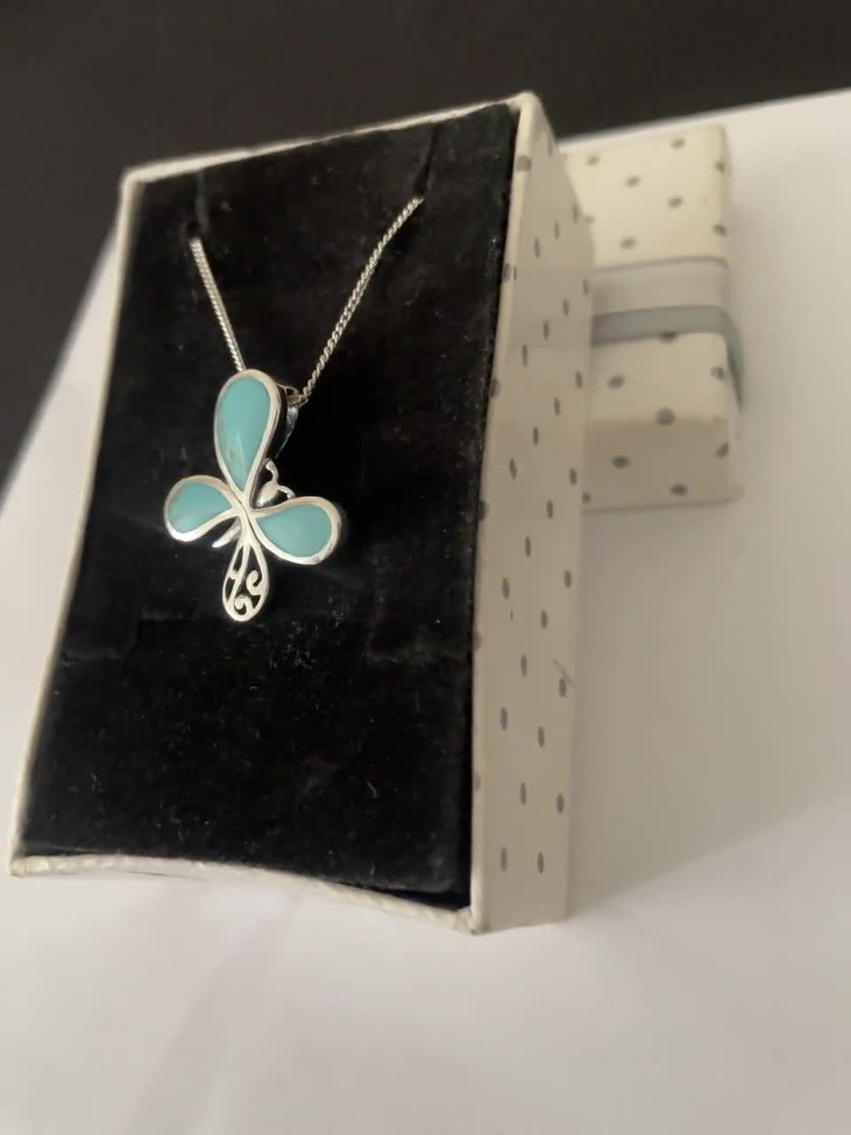 Collana Con Farfalla In Argento Sterling 925 E Turchese - Ciondolo Farfalla Regalo Per Donne