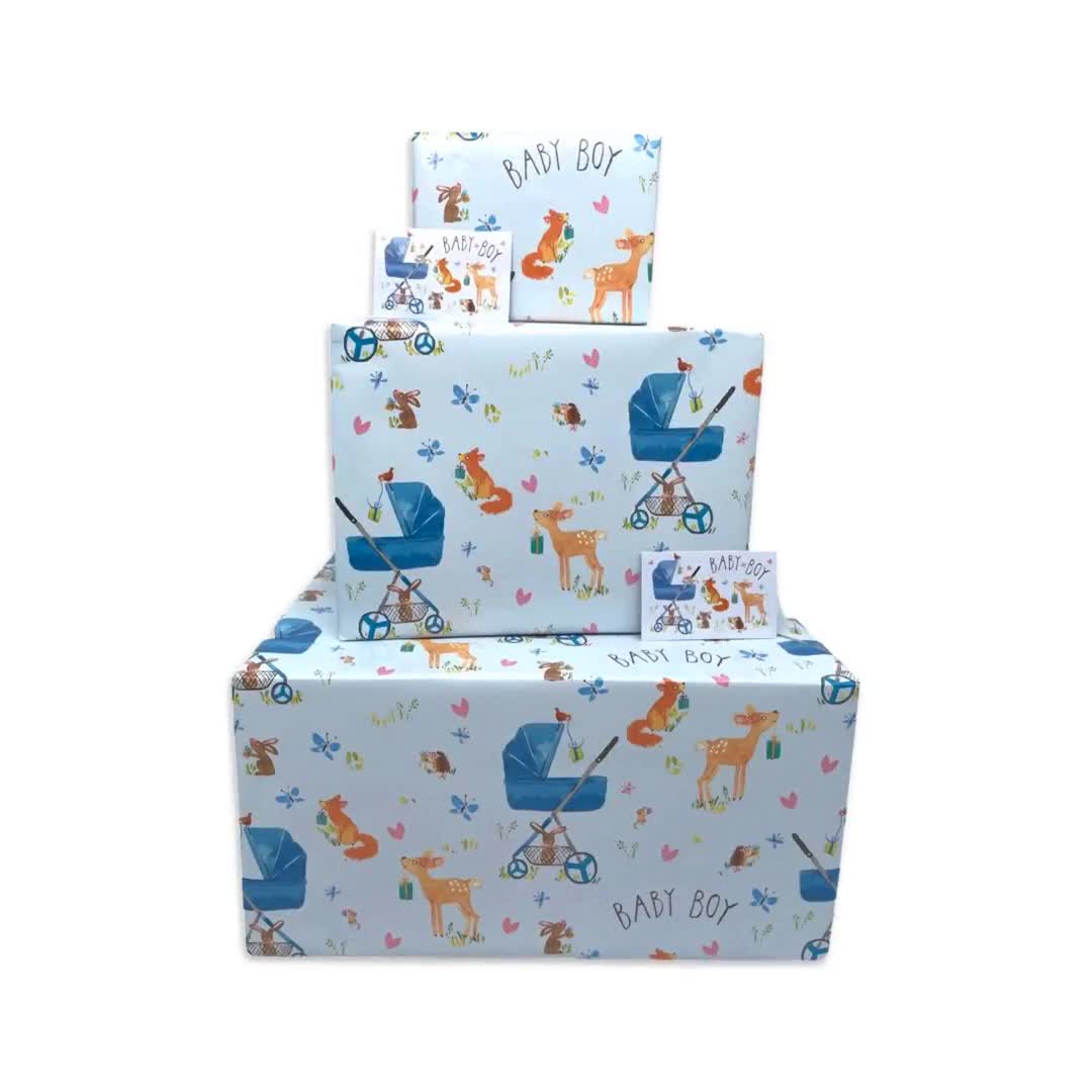 Blue baby shower wrapping paper, boy wrapping paper, baby boy wrapping  paper, gift wrap birthday baby wrapping paper blue baby shower gift