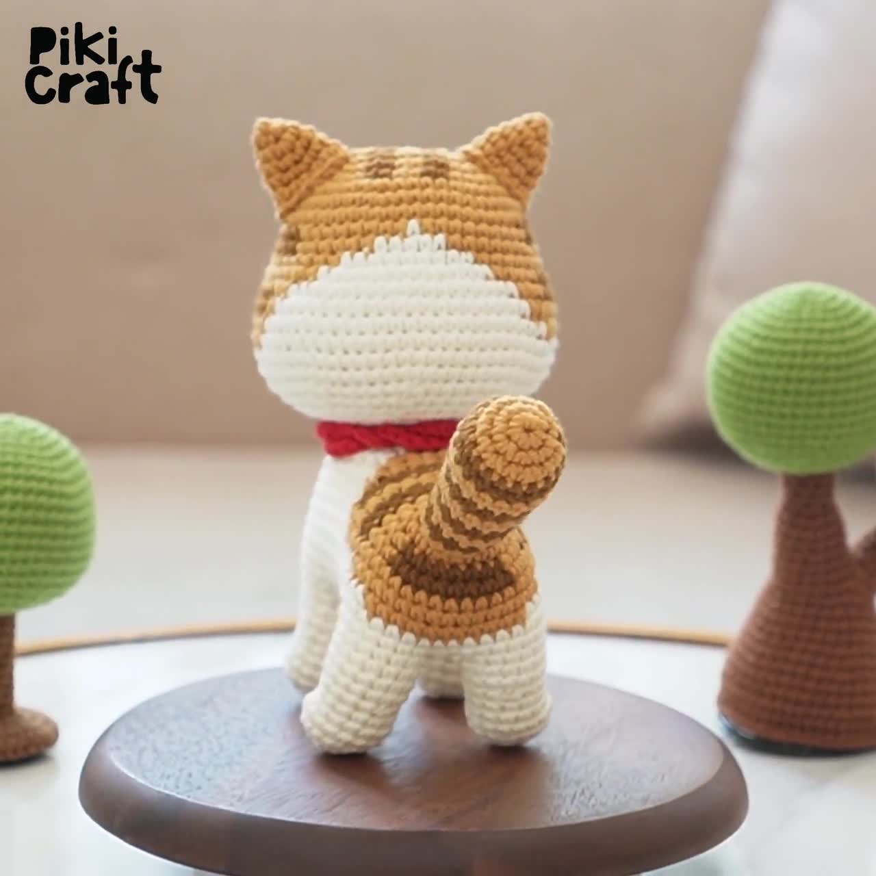 かぎ針編みのトラ猫の編みぐるみパターン：メロンの子猫（デジタル