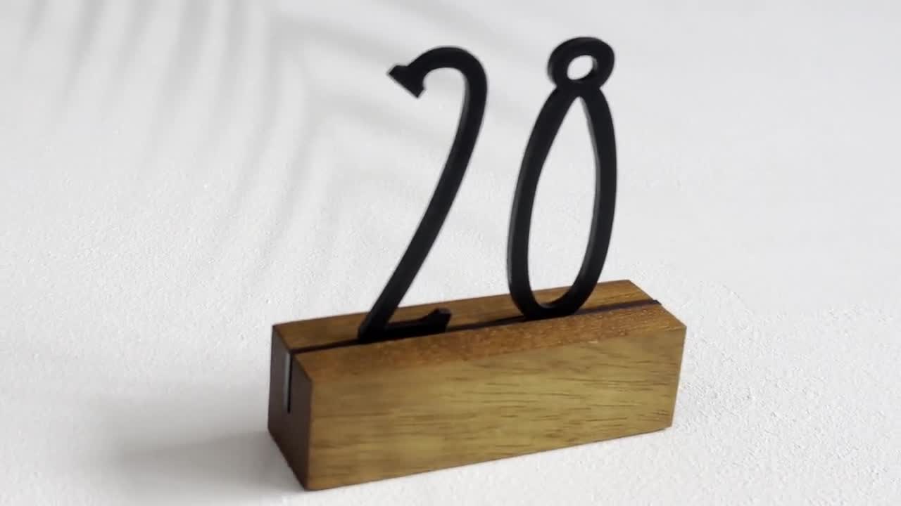 Modern Table Numbers Wooden Stand / Black Acrylic Numbers Table Decor Party Table  Numbers Restaurant Sign Cafe Table Numbers 