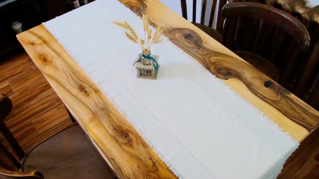 Rustic Table Runner Farmhouse Frayed Edges 