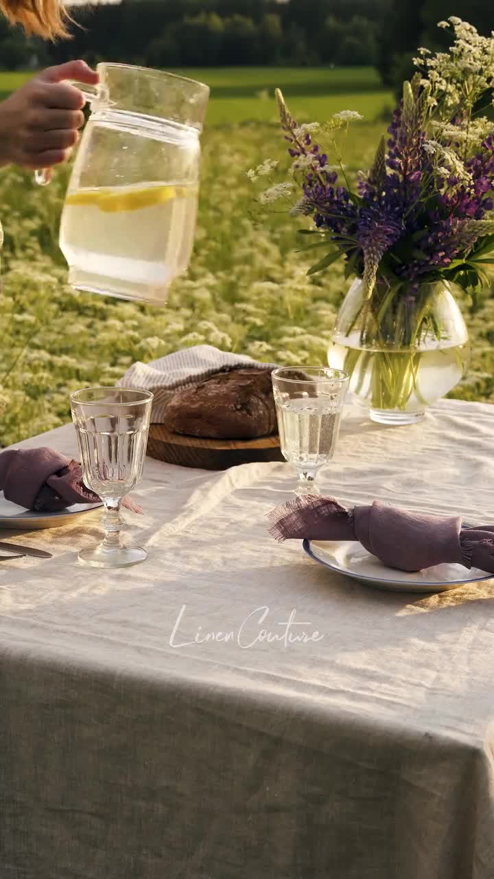 Natural Softened Linen Napkins With Tassels, 40x40 Cm 16x16in