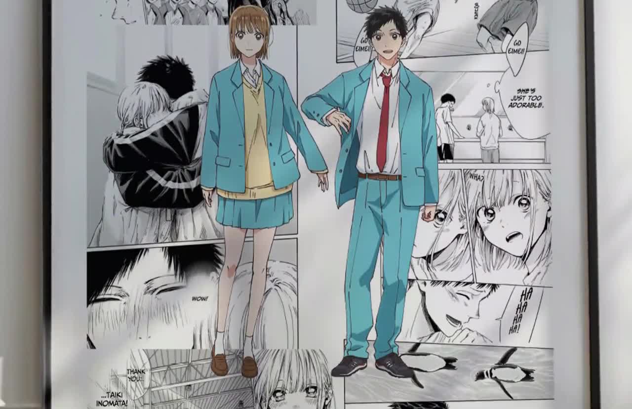 Manga Poster - Taiki Inomata & Chinatsu Kano - Curated Manga Panels - Digital Print video poster