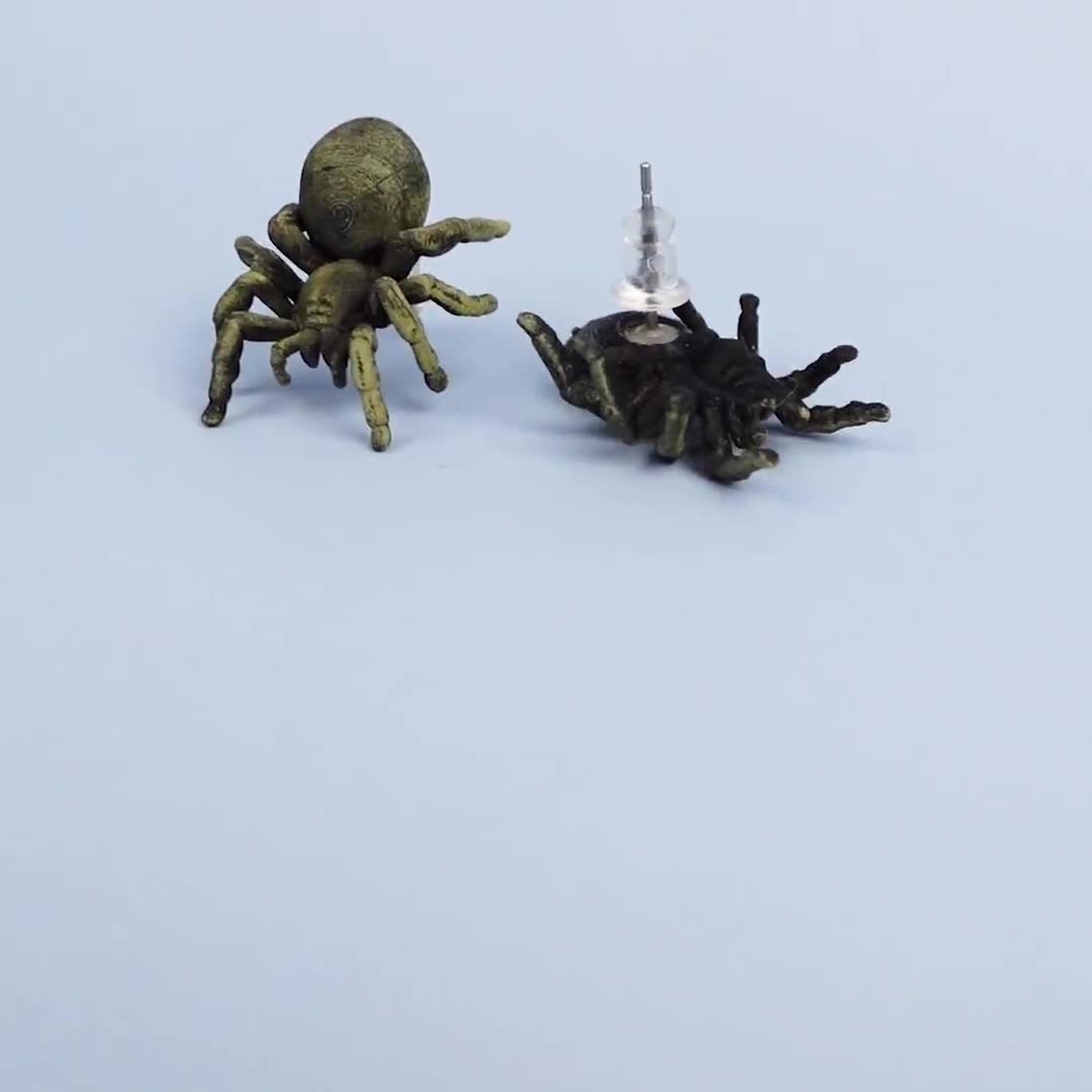 Tarantula Spider Earrings • Hand-Painted • 3D Printed • Quirky • Funny •  Weird • Gift