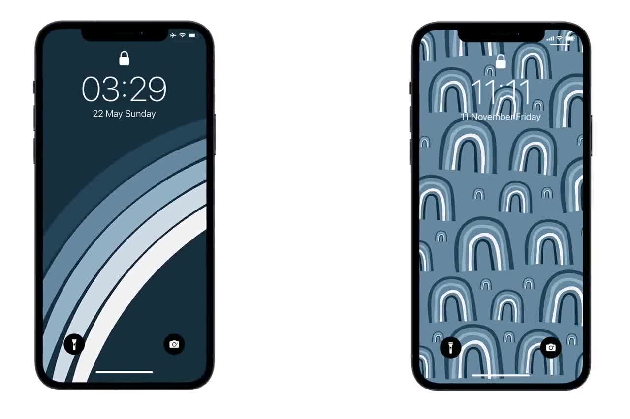 Boho Aesthetic Blue iPhone Wallpaper Abstract Modern Design 
