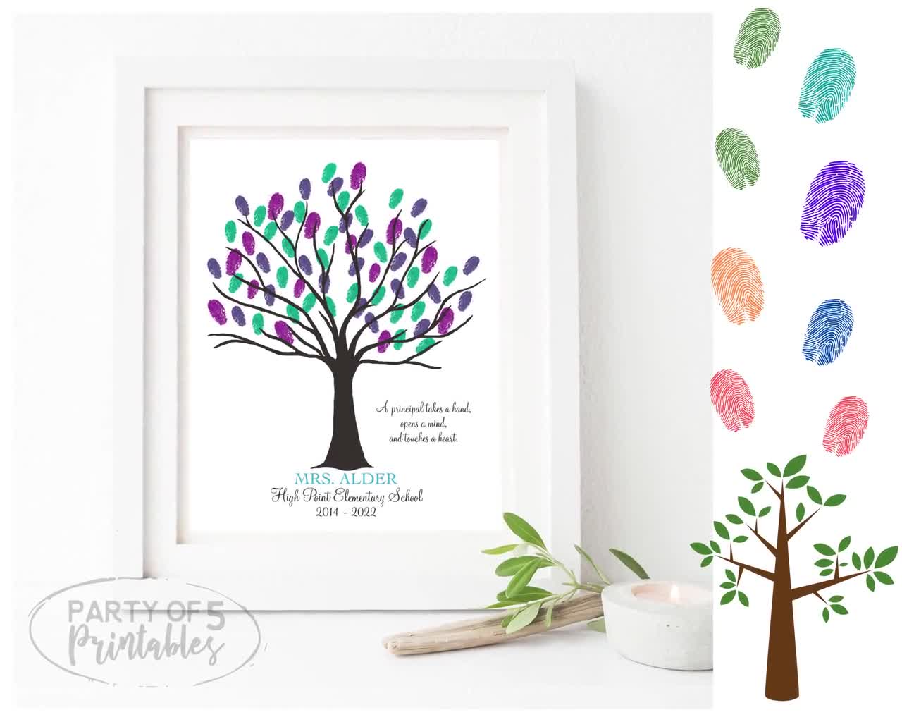 Fingerprint Tree, Teacher Appreciation, Apple Tree 11x14 W/ 1 Ink Pad and  Pen, Wedding Guestbook Alternative, Unique Guestbook, Class Gift 