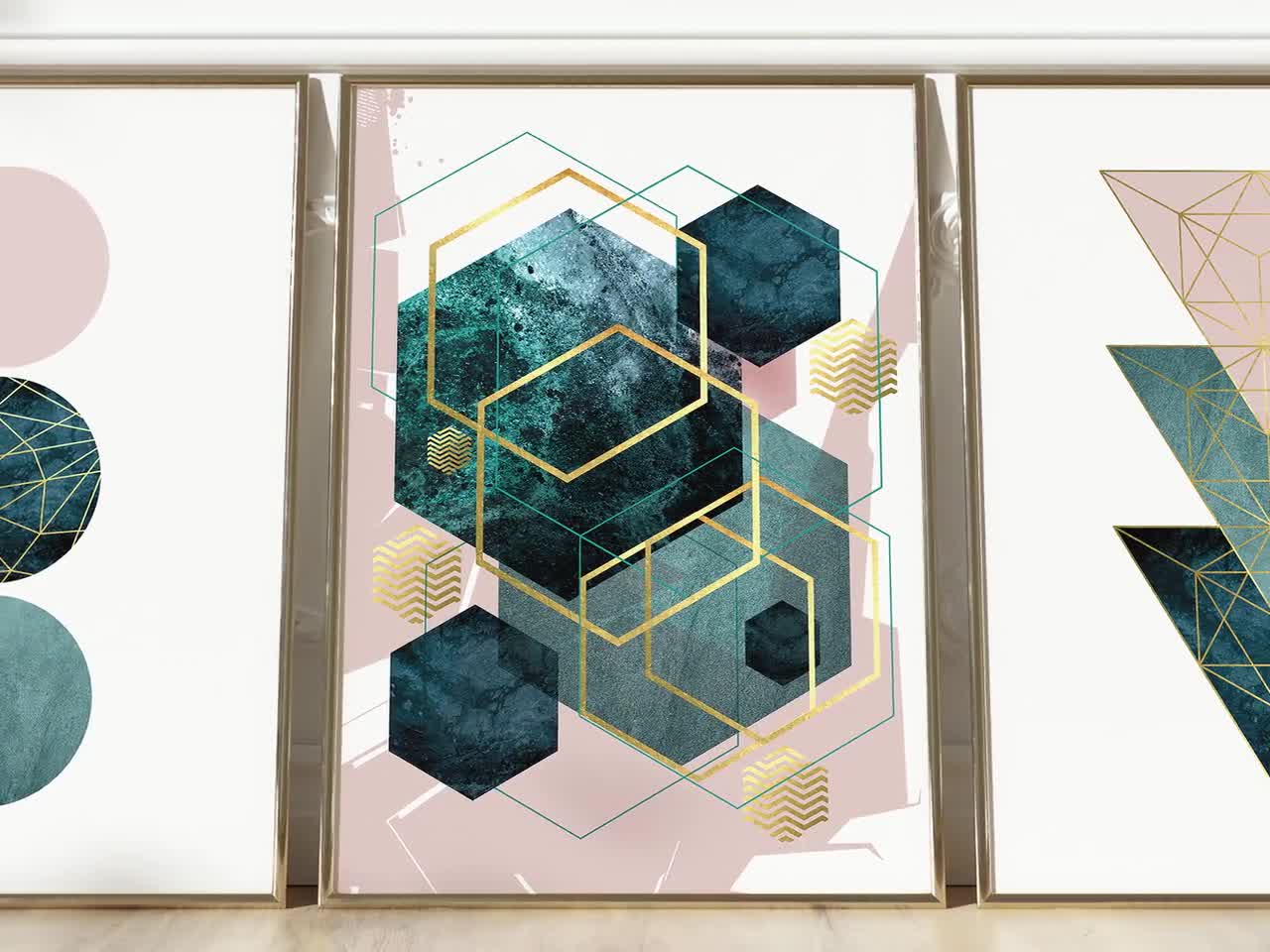 Teal and Pink Printable Wall Art, Printable Wall Art Bedroom