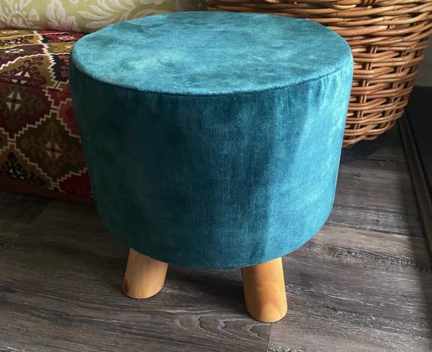 Turquoise velvet footstool discount