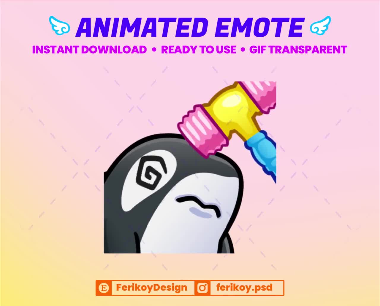 Bonk Hammer Orca Animated Emote for Twitch/Discord