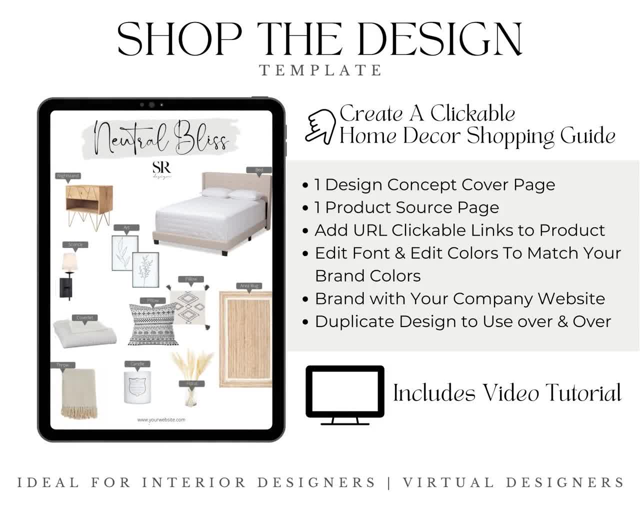Home Decor Product Shopping List Template for Interior - Etsy