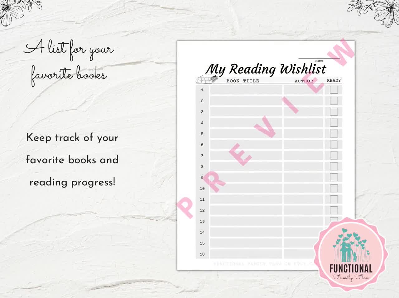 Printable Book Reader Wish List  Instant Download PDF – Plan