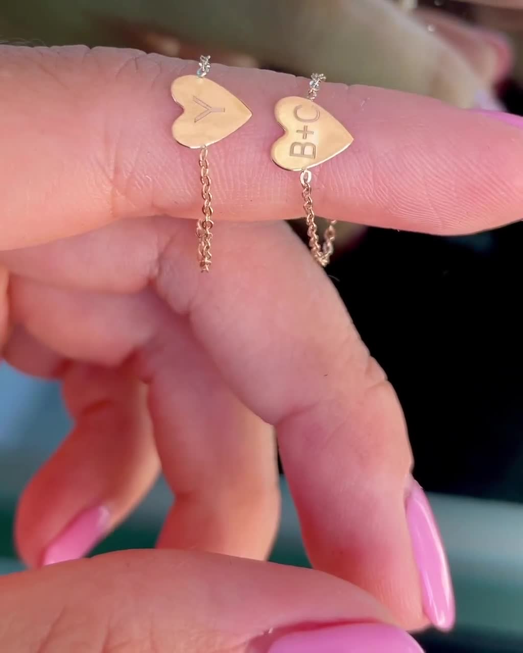 Little Heart Chain Ring | 14k Gold Personalized Heart Chain