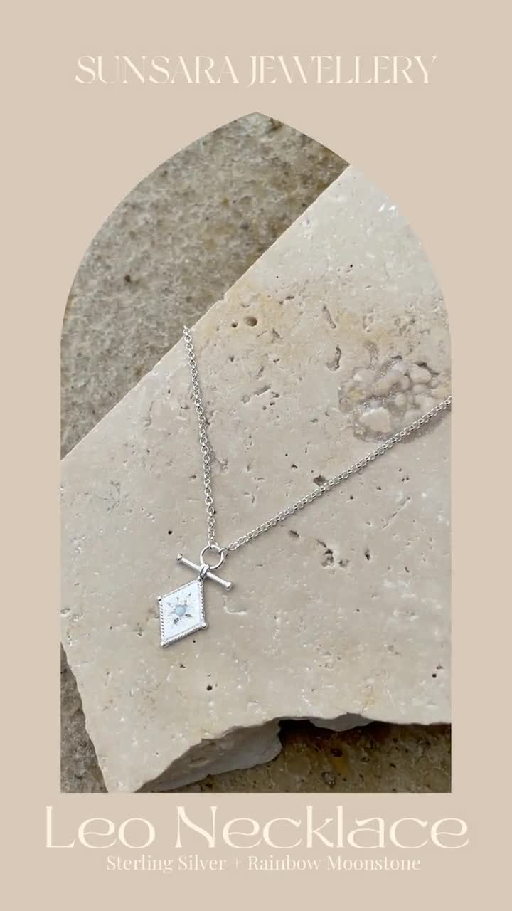 Silver T Bar Moonstone Cosmic Necklace Sterling Silver