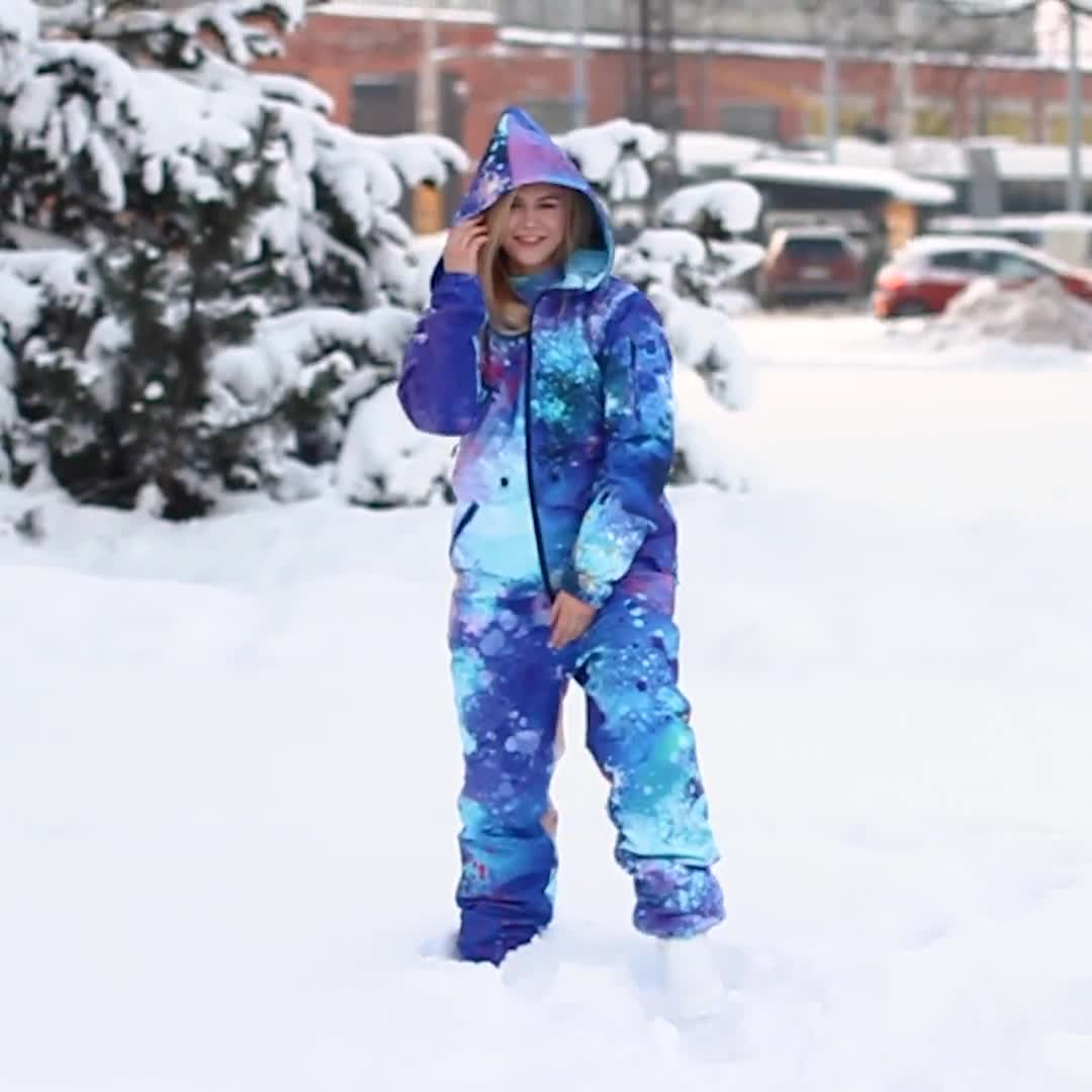 Winter Onesie, Bright Blue Jumpsuit, Snowboard Clothes, Snowboard Suit,  Skiing Overall, Ski Suit Women, Sportswear, Jumpsuit Winter, Blue 