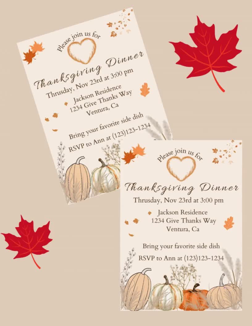buy thanksgiving dinner editable simple invitation, editable