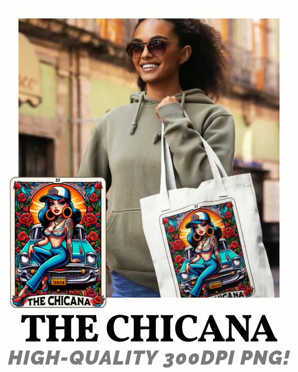 The Chicana Tarot Card PNG, Funny Mexicana Sublimation Design