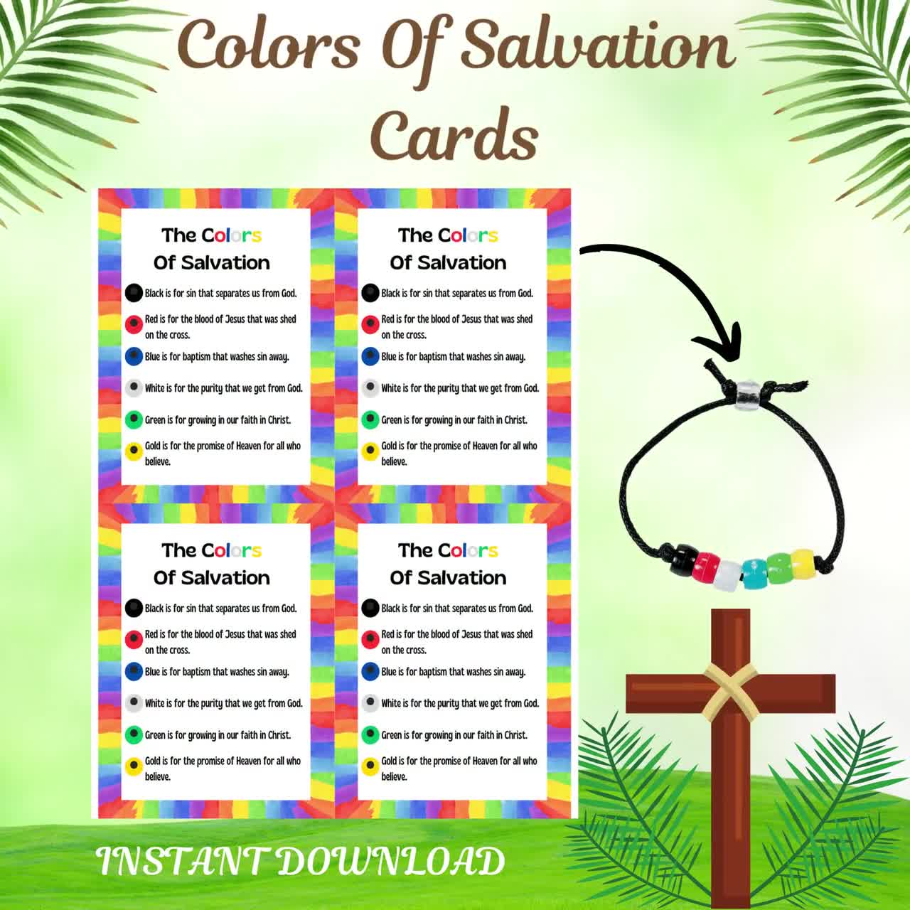 Printable Gospel Card, Salvation Bracelet, Sunday School Printables,  Christian Bead Bracelet, Printable Religious Cards, Church Printables -   Canada