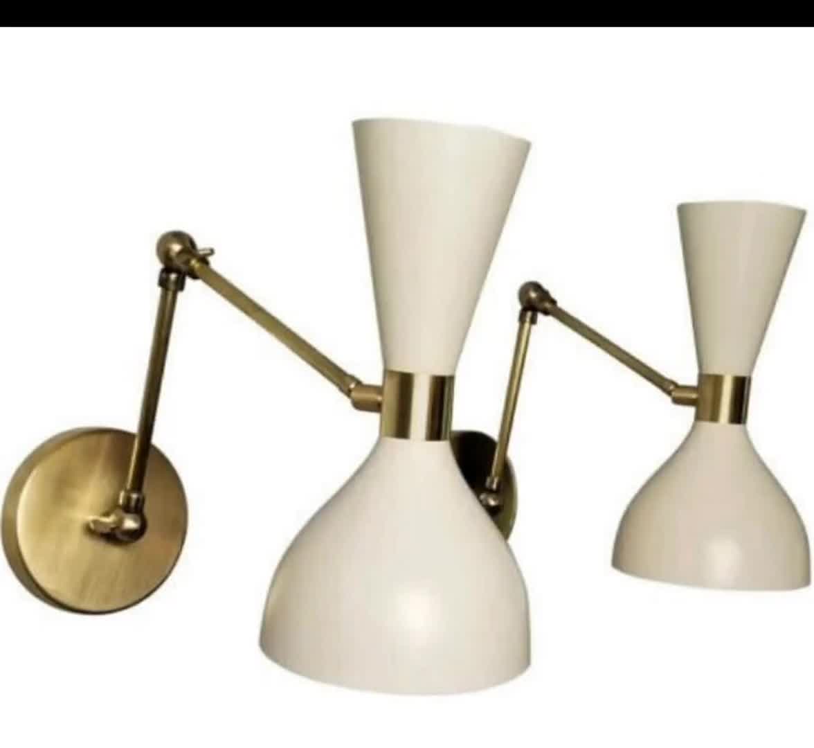 ミッドセンチュリー スプートニク シャンデリア、真鍮製3灯ペンダント