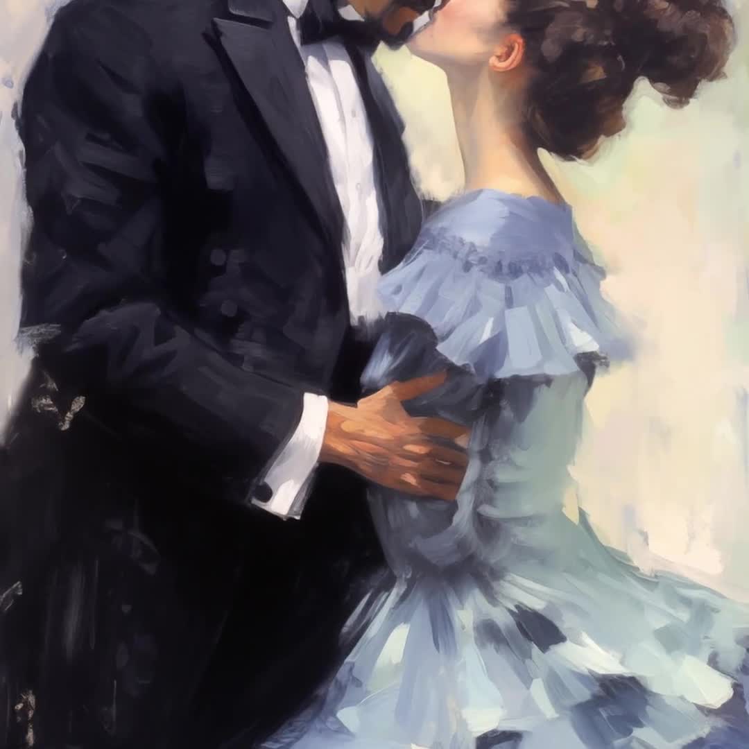 Romantic Art Print the Long Kiss Digital Download, Oil Painting of a  Vintage Couple Kissing, Valentines, Wedding, or Anniversary Gift - Etsy