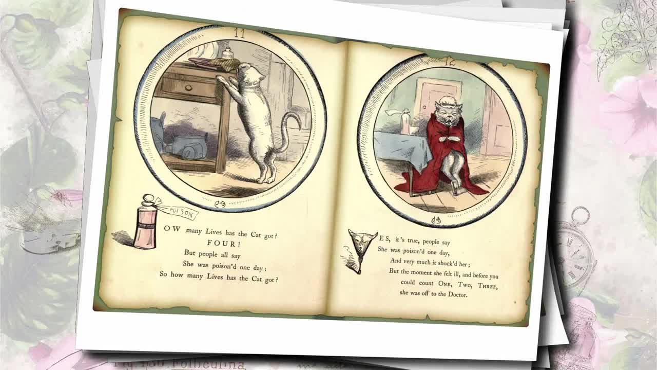 Las nueve vidas de un gato conjunto de 23 ilustraciones antiguas de libros  antiguos imágenes imágenes páginas 8.5x11 papeles digitales historia  impresa cuento de hadas -  México