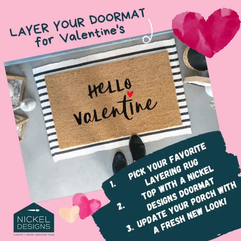 Heart Doormat  Outdoor Decor for Valentine's Day by Nickel Designs