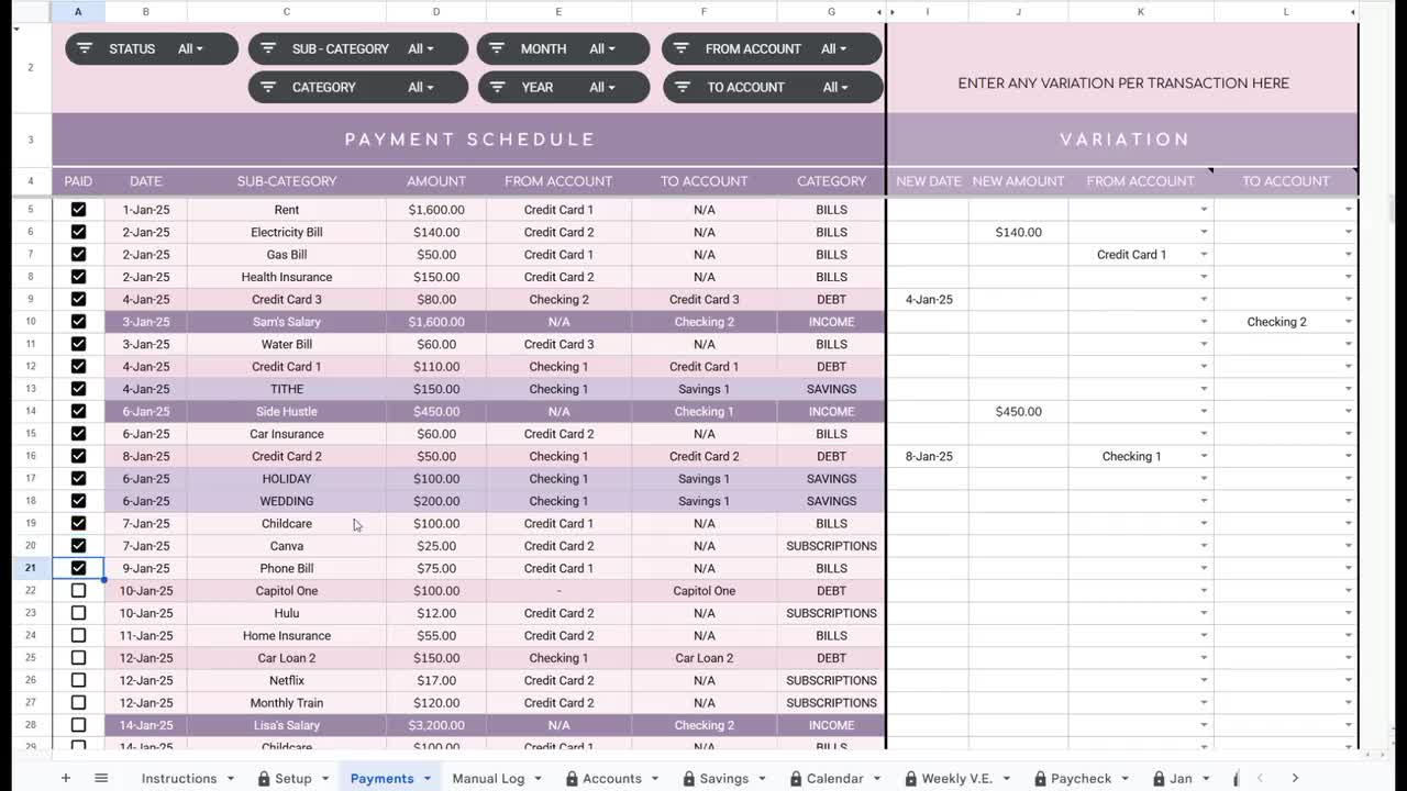 究極の年間・月間家計簿スプレッドシートプランナー（Google Sheets