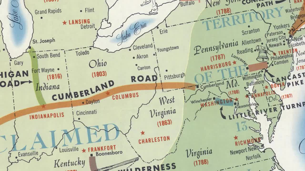 1958年ヴィンテージ西部開拓地図：アメリカ史教室用ポスター - Etsy 日本