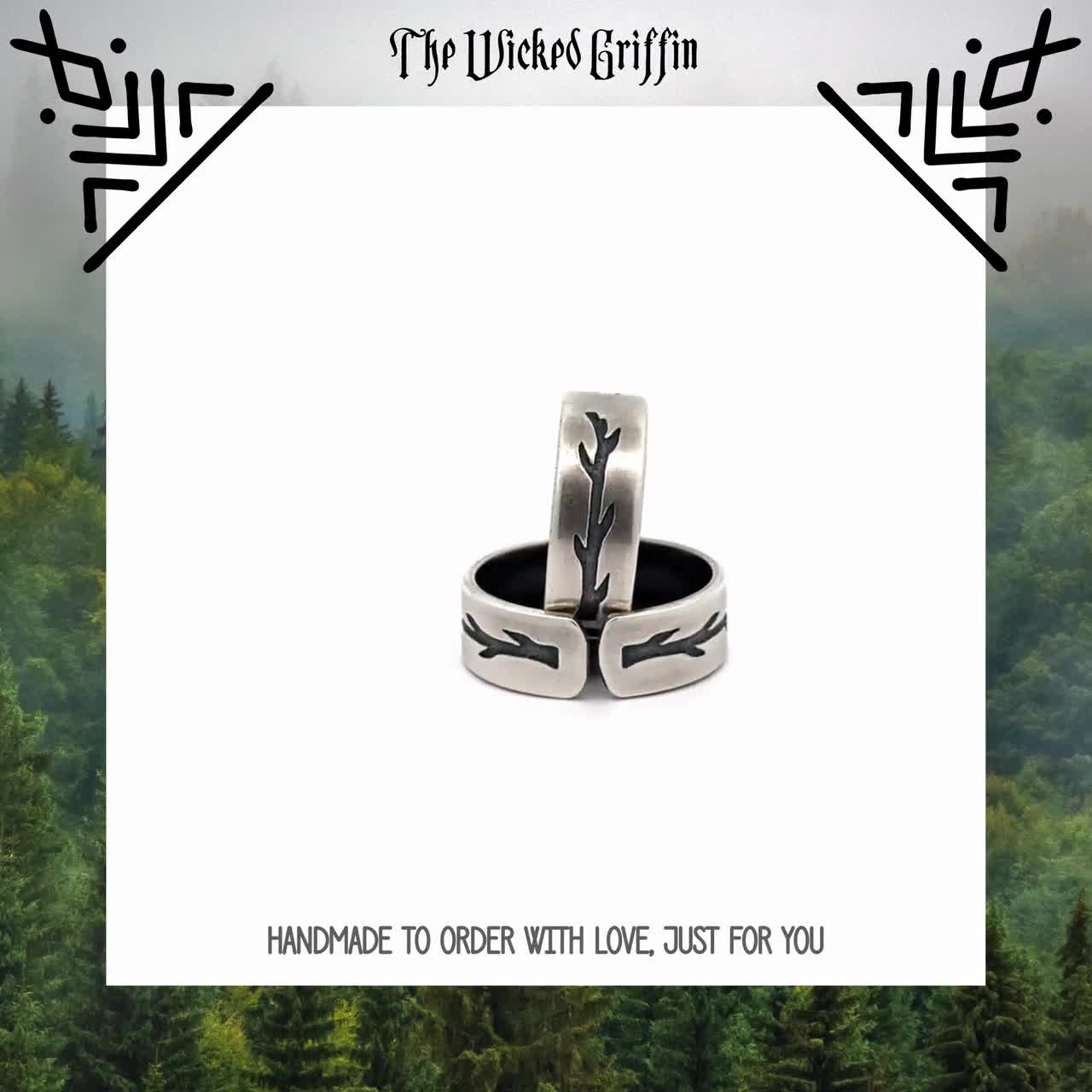 Rune Ring - Huginn and Muninn - Viking Jewelry - Pagan Wedding Gift - Raven Jewelry - Ansuz - Runes - Spirit Animal video poster