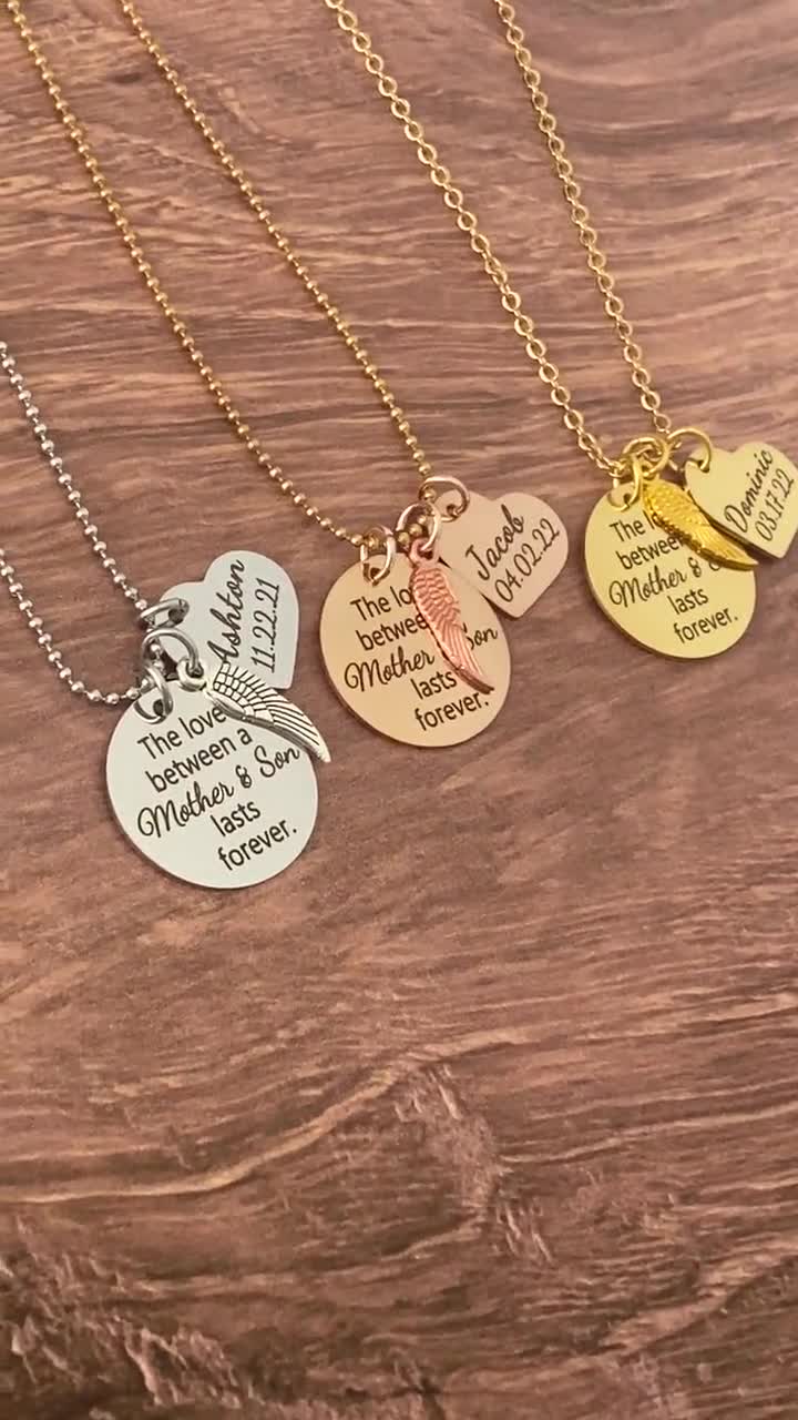 Buy Mother and Son Quote Necklace the Love Between Mother & Son is  Foreverhand-stamped Necklace With an Accent Bead of Your Choice Online in  India - Etsy