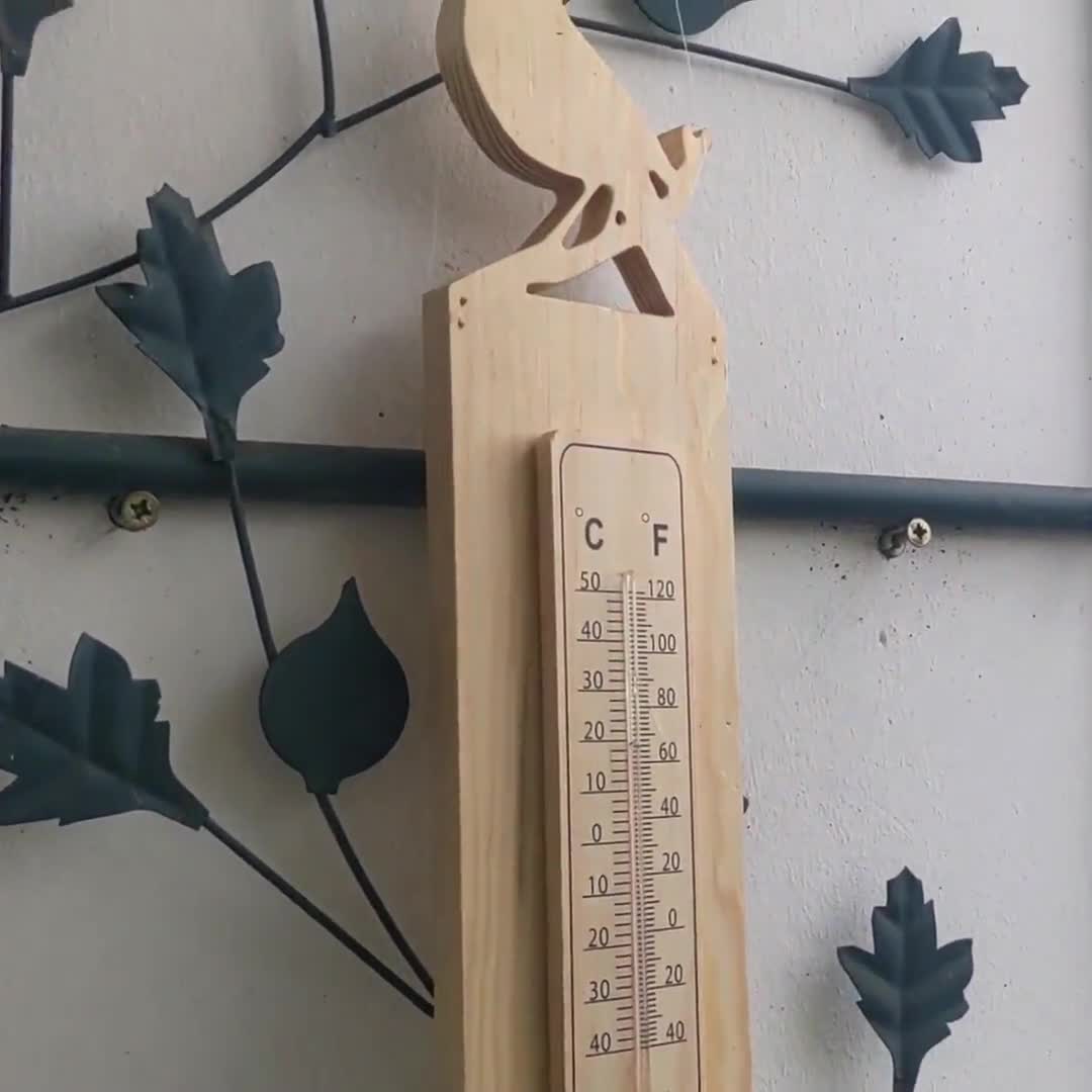 Set 3 Termometri In Legno Di Faggio Lantelme - Analogici Per Interni Ed Esterni, Range -30°C A 50°C - Foto 12