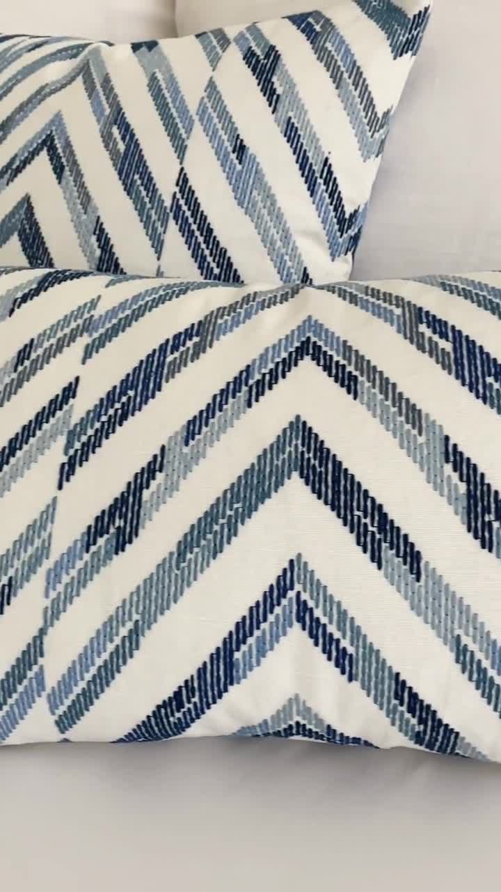 Thibaut Javanese Stripe Navy Blue Throw Pillow Cover