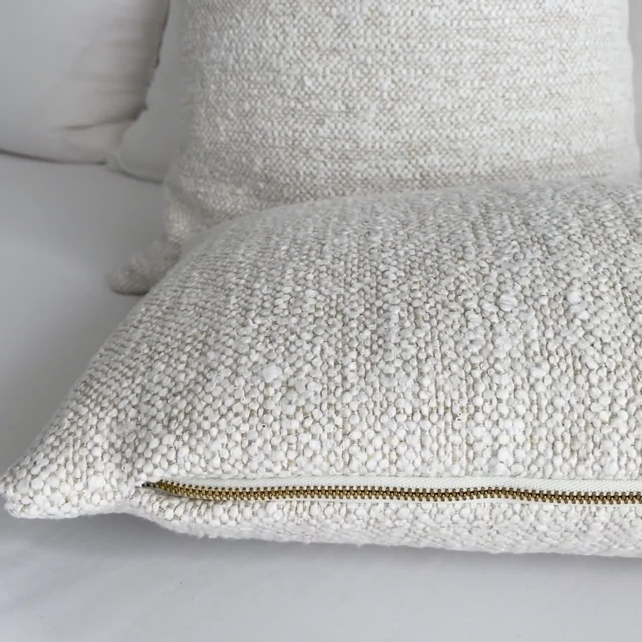 Stain Resistant! Sasso Parchment Neutral Textured Throw Pillow