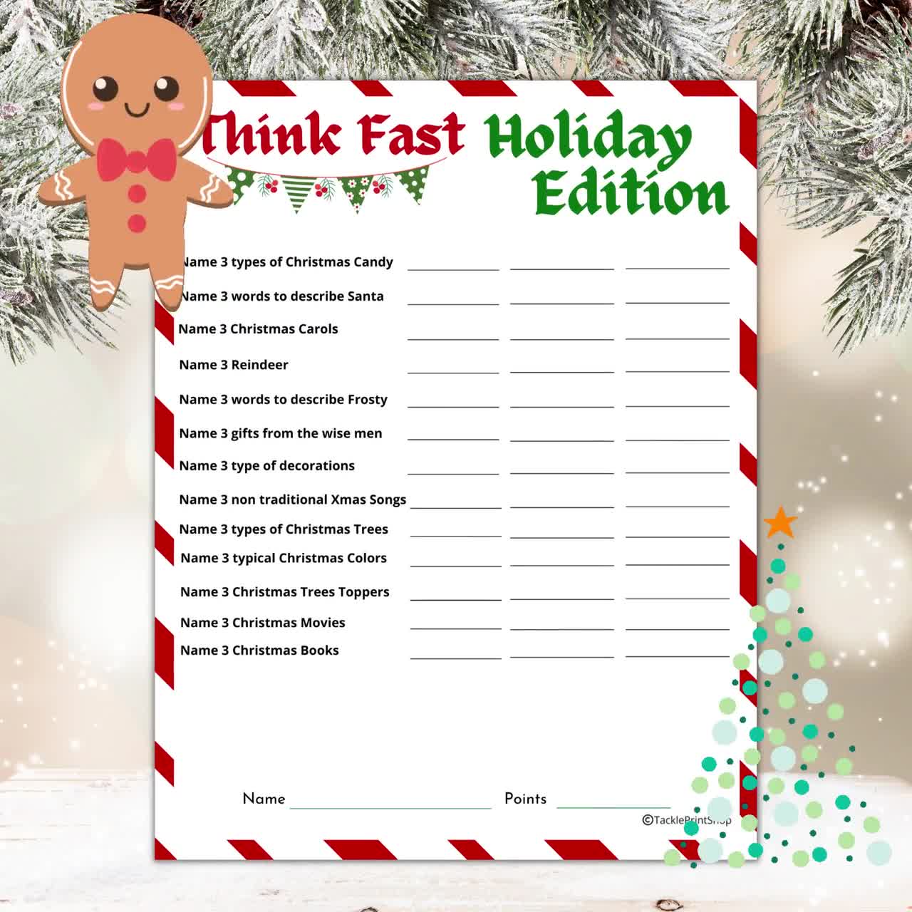 Christmas Think Fast Game – LivelyGamePrints