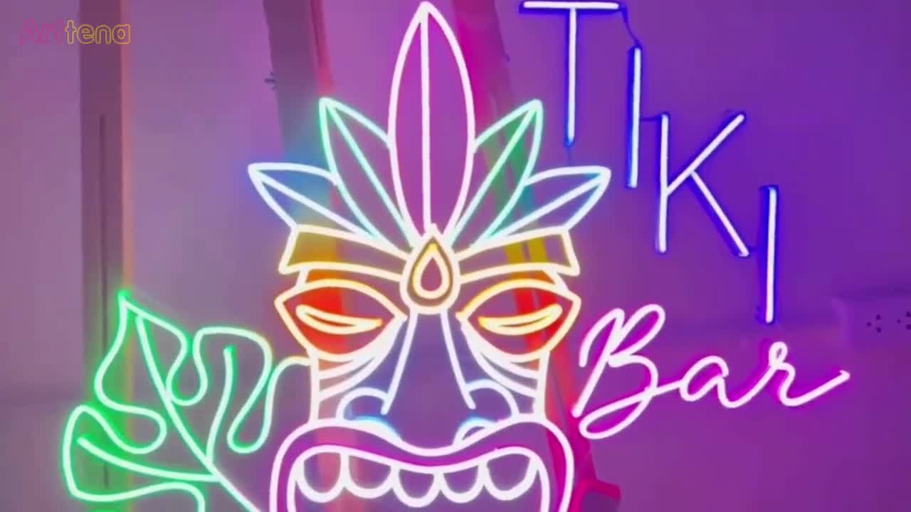 Amazon.com : ZODZ Tiki Bar Parrot Neon Light Sign for Wall