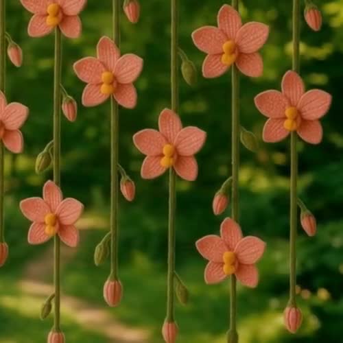 Orchid Flower Garland Crochet Pattern , Spring Floral Decor