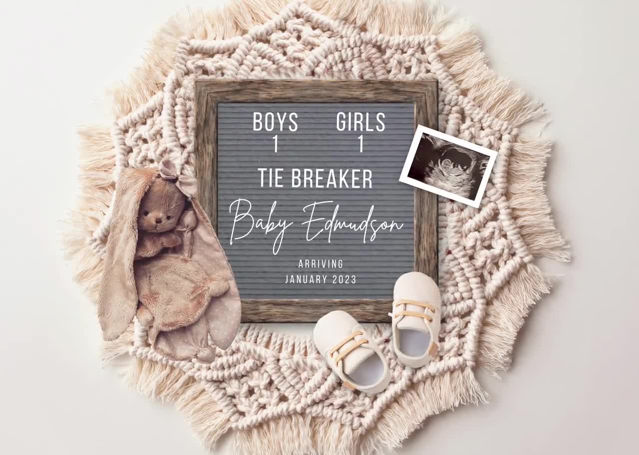 Tie Breaker Pregnancy Announcement Digital Boho Baby -   Digital baby  announcement, Pregnancy announcement, Baby announcement pictures