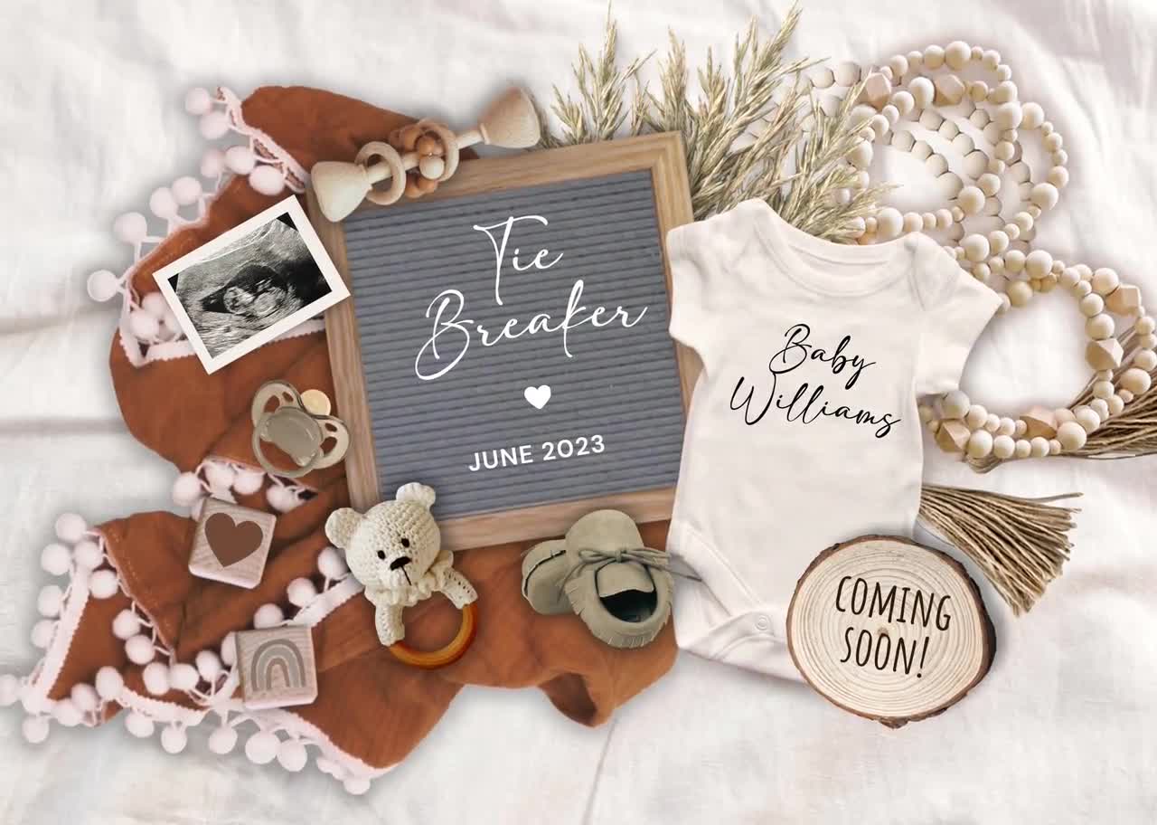 Tie Breaker Pregnancy Announcement Digital Boho Baby -   Digital baby  announcement, Pregnancy announcement, Baby announcement pictures