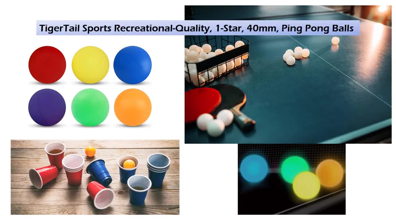 Tiger Tail Sports Recreational-Quality (1-Star, 40mm) Ping Pong Balls