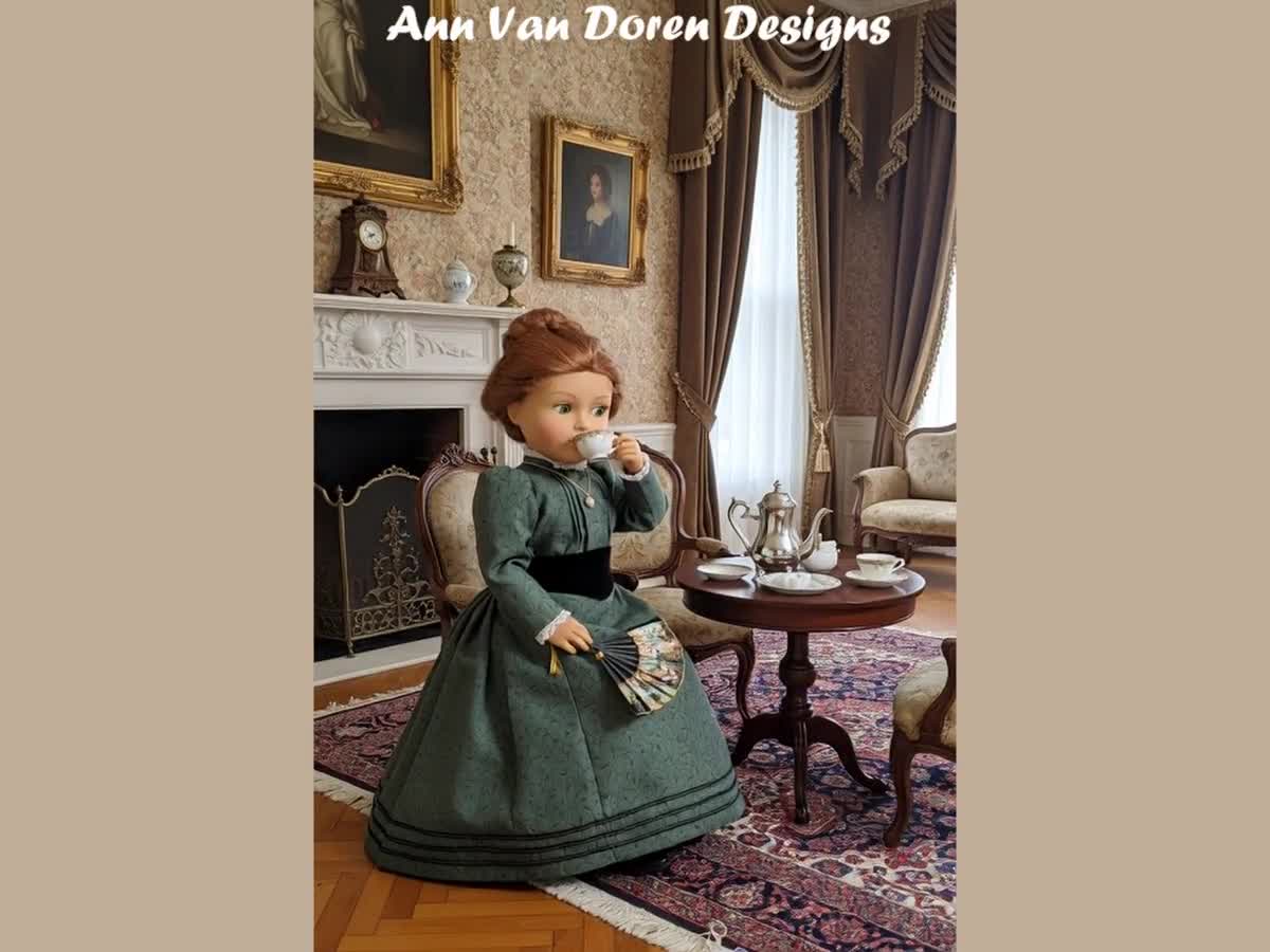 COMBO PDF Patterns for Edwardian Walking Skirt and Puff Sleeve Blouse Designed to fit 18 inch dolls video poster