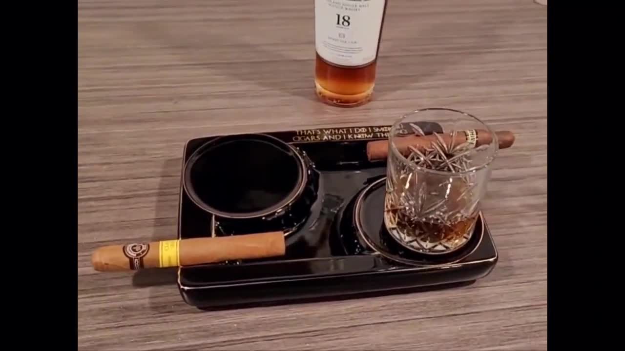 Zigarren-Aschenbecher Untersetzer Whiskeyglas Tablett und