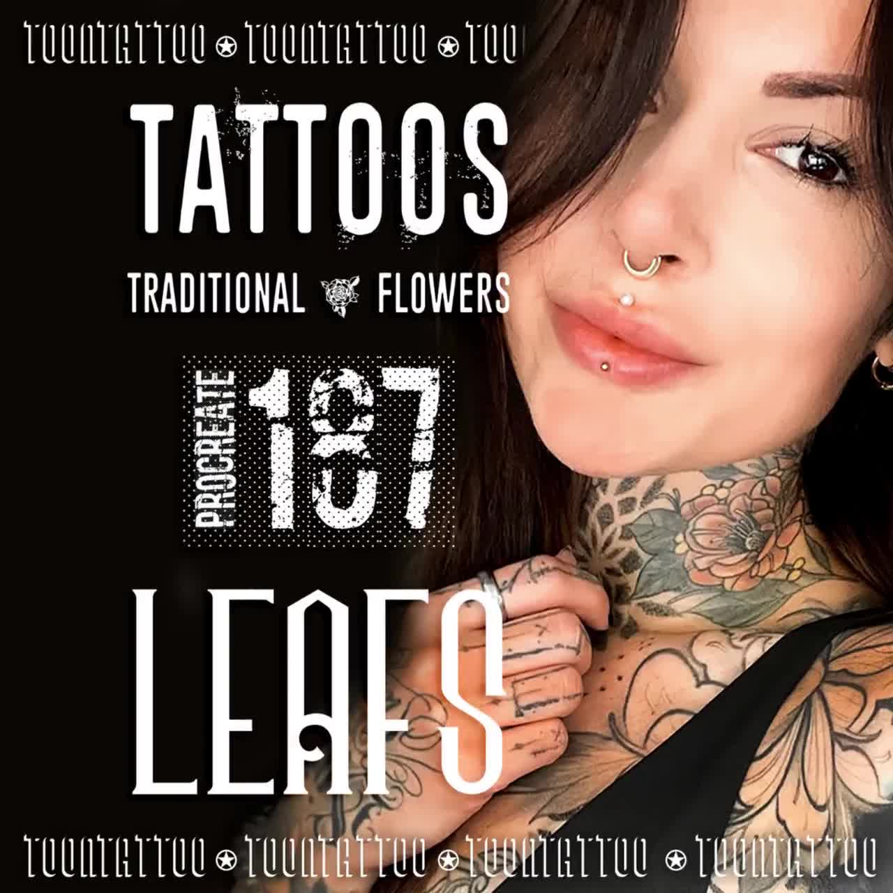 2.140 Flowers Tattoo Stamps: Procreate Floral Brush Bundle - FLOWER, image size:1280x1280