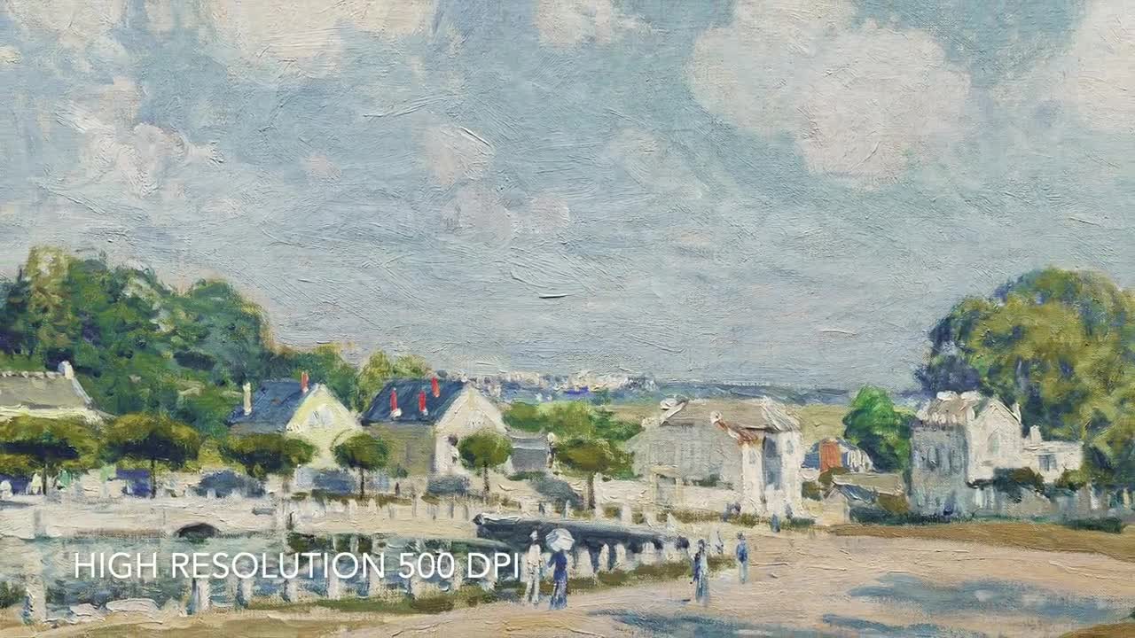 印象派の村の風景画アートプリント：ヴィンテージな田舎風ホーム