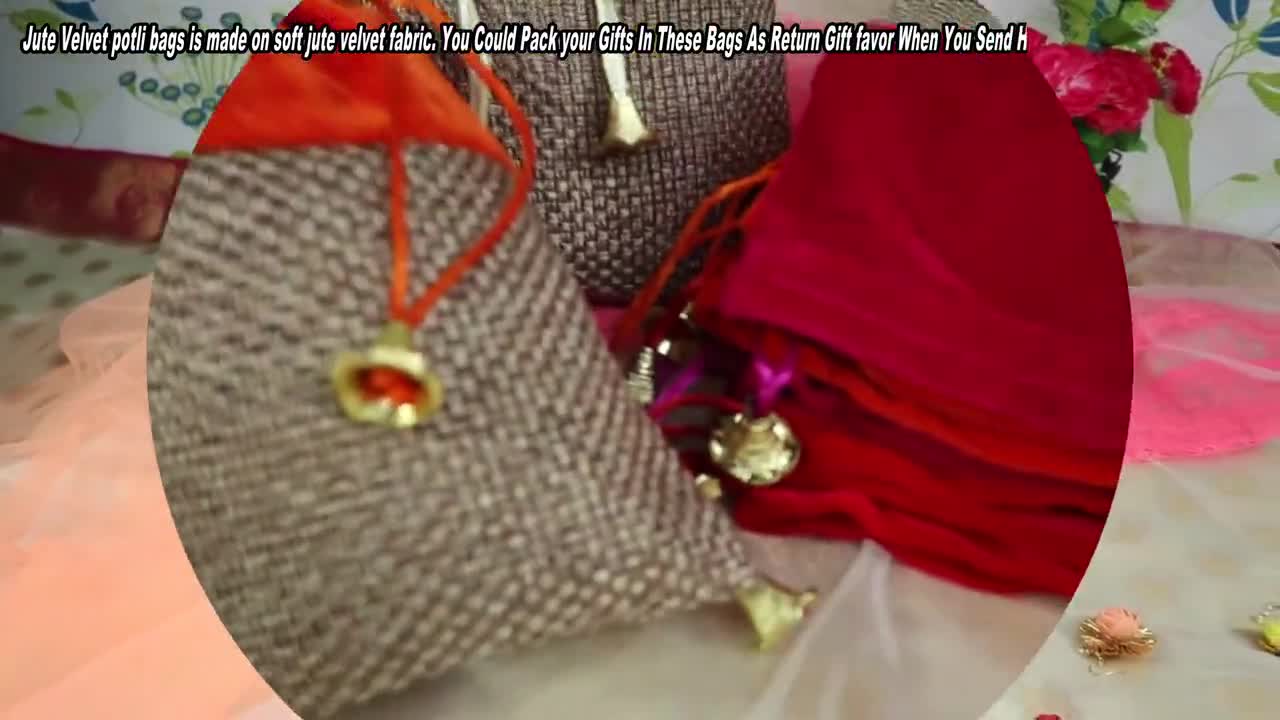 GOLDGIFTIDEAS Traditional Jute Velvet Potli Bags for Women, Potli